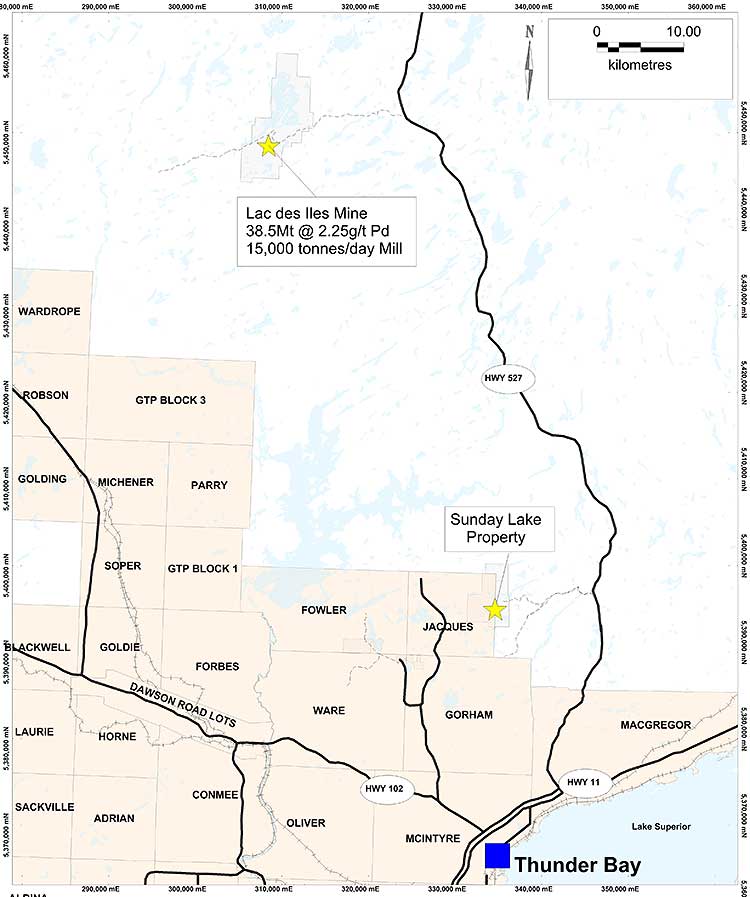 Figure 1: Location Map of the Sunday Lake Property