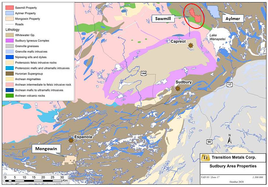 Figure 1: Sudbury Area Polymetallic Exploration Properties